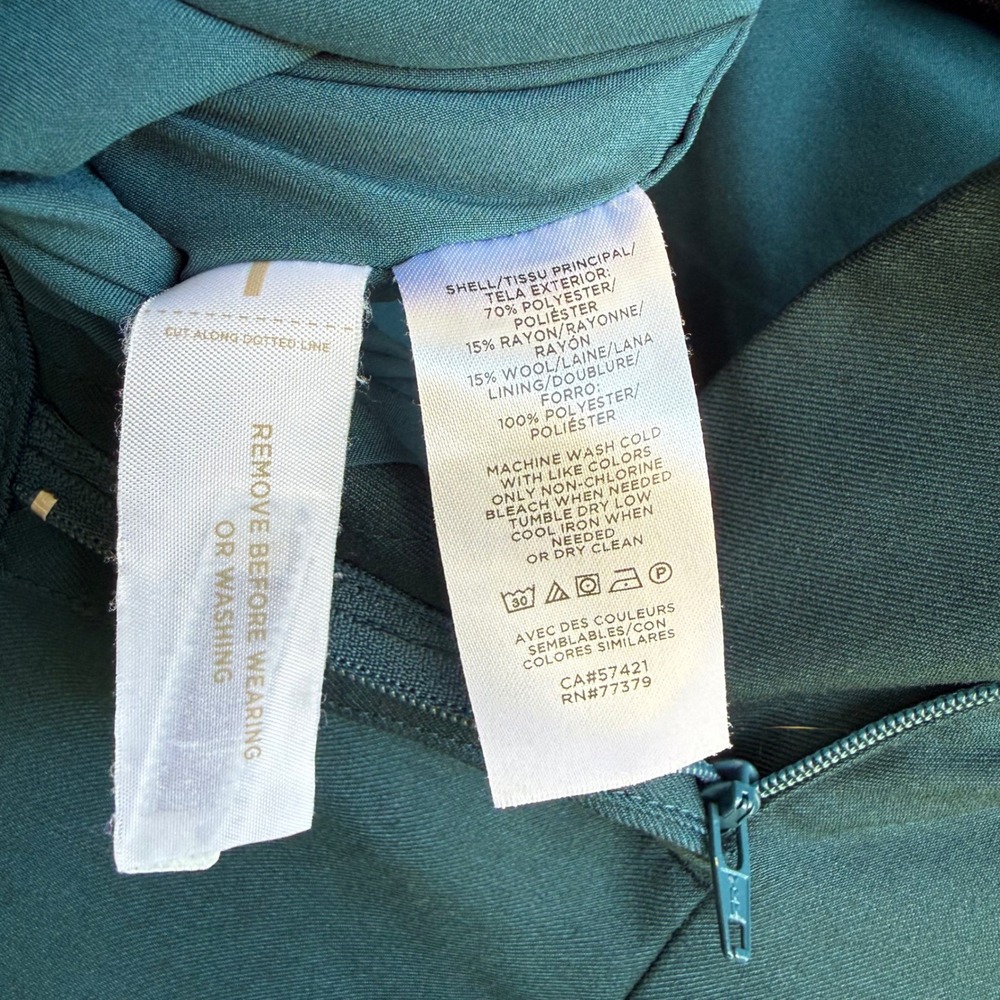 Ann Taylor Petite Wool Blend Ankle Pants Teal Career Office 2P Work - Picture 6 of 11
